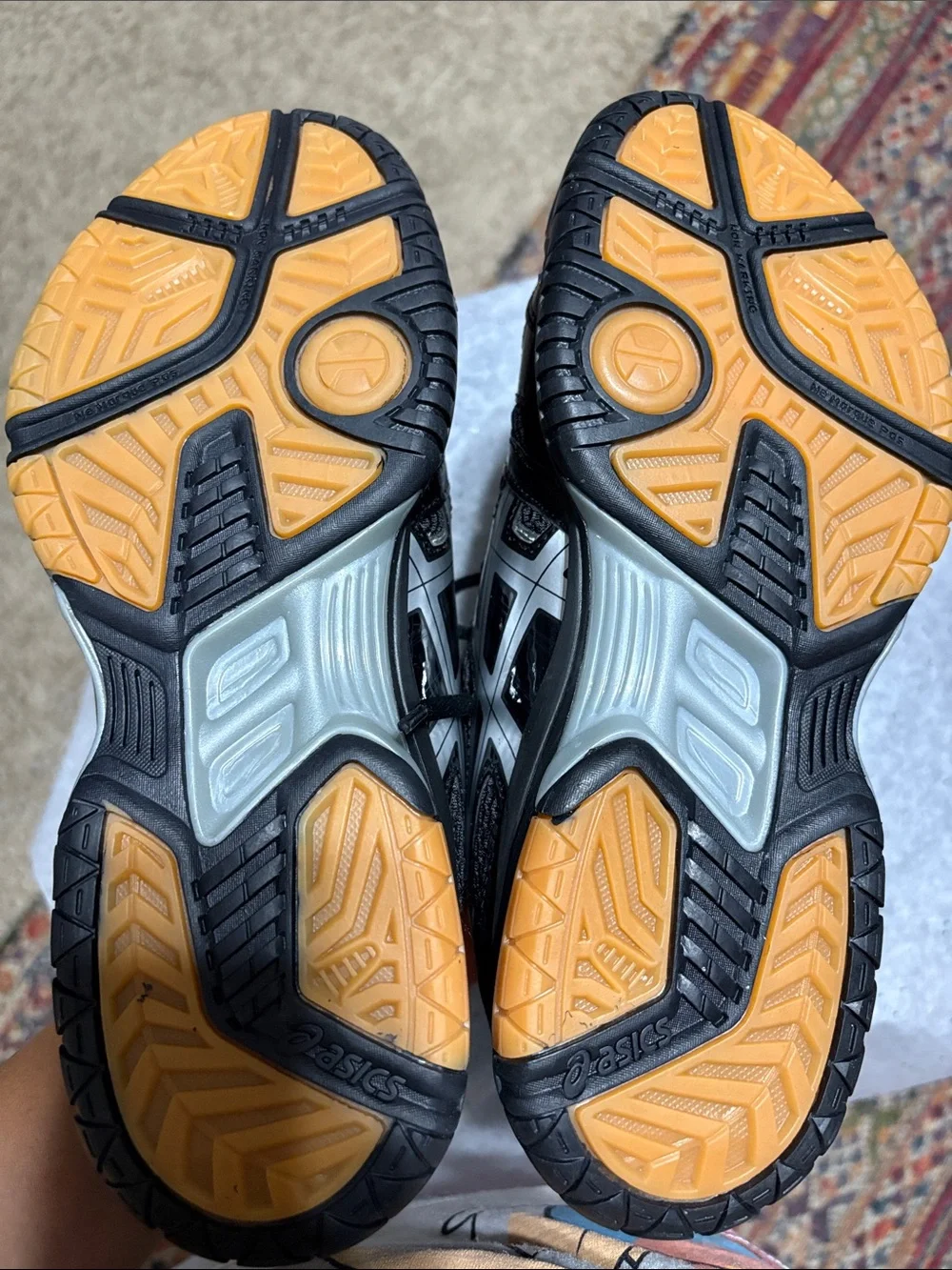 Asics Black and Silver GEL Volleyball Shoes